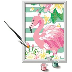 Ravensburger CreArt Serie E, Flamingo, schilderen op nummer, schilderset voor kinderen, thema dieren, inclusief lijst, educatief spel, cadeau-idee voor kinderen van 7+ jaar, 22 x 16 cm