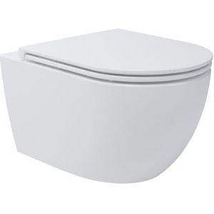 Soho 3.0 Whirlflush hangtoilet dun zonder spoelrand Tornado spoeling wit glans met wc-bril toilet (Compact 480mm)