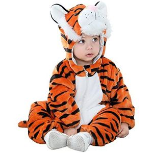 Doladola Baby Hooded Onesies Cartoon Animal Romper Baby Loungewear Pasgeboren Outfits Jumpsuit (Oranje Tijger, 12-18 maanden)