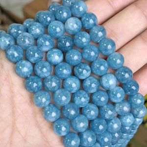 Natuurlijke gele tijgeroog steen kralen ronde losse spacer kralen voor sieraden maken diy armband ketting 4/6/8/10/12 mm 15 inch-blauwe chalcedoon-6 mm 61 stuks