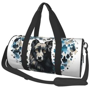 Sporttas Reistas Womens Mens Paars Hond Sporttassen Zwemmen Voetbal Basketbal Tennis, Puppy omringd door liefde, Eén maat, Reizen Duffle