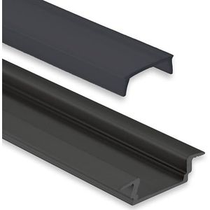 INNOVATE LED aluminium profiel 2 m voor LED-strips tot 12 mm breedte aluminium profiel inbouw indirecte verlichting profiel zwart inbouwprofiel incl. diffuser zwart