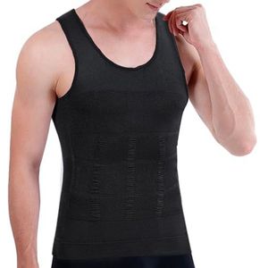XNIVUIS Singlet Vest, compressieshirt voor heren, mouwloos, afslankend vest, onderhemd, singlet, mouwloos, afslankend shirt, bodyshaper, buikvormer, naadloos, eenheidsmaat (zwart), Zwart, one size