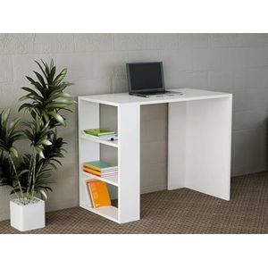 Dmora Nembus Bureau voor pc, multifunctioneel bureau, hoekbureau, 90 x 40 h74 cm, wit