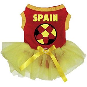 Petitebelle Puppy Hondenkleding Spaanse Voetbal Rood Katoen Top Geel Tutu Jurk (XX-Large, Rood)