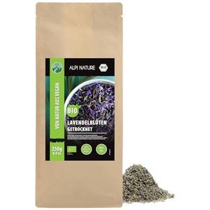 Alpi Nature Organische lavendelbloesems (250 g) lavendelbloemen gedroogd Franse lavendel van gecontroleerde organische teelt organische lavendelbloemen volledig 100% natuurlijk zonder additieven