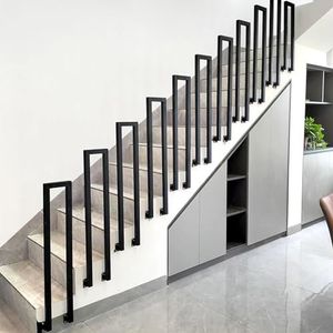 Trapleuning voor Buiten en Binnen, Balustrade Metalen Leuning, U-vormige Balustrade, Trappen Leuning, Trapleuning met Installatieset, voor Balkons Gangen, Zijmontage,Zwart,100cm