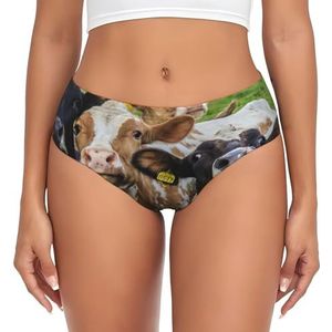 yagDAA Koe Grasland Print Womens Ondergoed Zachte Elastische Bikini Slips Knickers Dames Hipster Slipje Onderbroek, Zwart, XS