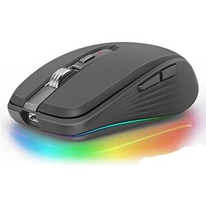 BT 5.1 Draadloze Magic Mouse Oplaadbare, Silent Multi Arc Touch Muizen Ultradunne, RGB-muis compatibel voor Windows Android IOS Pad Laptop Mac PC Macbook (zwart)