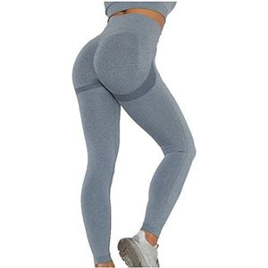 Kanpola Yogabroek voor dames, hoge taille, sportbroek, joggingbroek, buikcontrole, effen, fitness, yogabroek, stretch, naadloze trainingsbroek, sportlegging, C-blauw, S