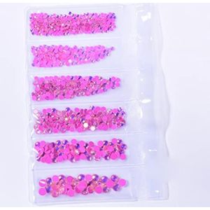 Glitter Lichtgevende Opaal Niet Strass Kristallen Nagels Strass voor Jurk Nagel Bedels Nail Art Diamond-Dk.Pink Opal Set, Gemengde Grootte 1440 stks
