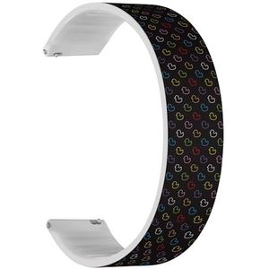 Solo Loop band compatibel met Garmin Vivomove 5/3/HR/Luxe/Sport/Style/Trend, D2 Air/Air X10 (eend rubber zwart) quick-release 20 mm rekbare siliconen band band accessoire, Siliconen, Geen edelsteen