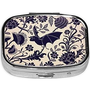 Mini vierkante pillendoos, medicijnorganizer, draagbare EHBO-doos, reispillendoos met 2 vakken, kleine pillendoos voor zak of portemonnee