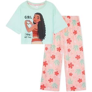 Disney Stitch and Moana Meisjes Pyjama Set Zachte 2-delige Kids Nachtkleding Stitch Pyjama Leuke Geschenken voor Meisjes, Blauw/Perzik, 11-12 jaar