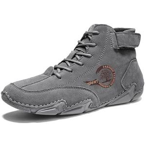 Men's Waterproof Suede Chukka Ankle Boots For Hiking Camping & Driving All Season Fashion Retro Side Zip Men's Boots (Color : Gray, Size : EU 47)