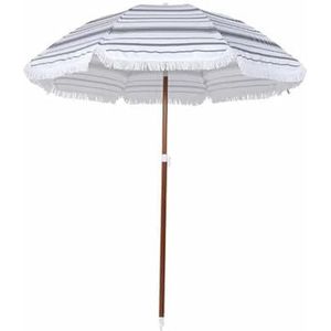 Strandparasols met franje, boho parasol met franje, boho franjeparaplu, strandstoelparaplu witte franje, boho parasol buitenterras, met drukknop kantelen (Color : A, Size : 180 * 235cm/5.9 * 7.7ft)