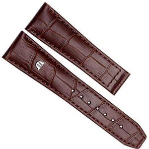 dayeer Koe lederen horlogeband voor MAURICE LACROIX Eliros horlogeband zwart bruin eerste laag kalfsleer polsband (Color : Brwon no buckle, Size : 22mm)