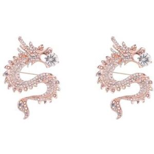 Mannen Retro Stijl Dragon Broche Corsage Party Badge Sieraden Goud+Wit, as described, Kunststof, als beschrijving