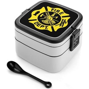 Brandweer Vlag Bento Box Volwassen Lunchbox Herbruikbare Lunchcontainers met 2 compartimenten voor werk picknick