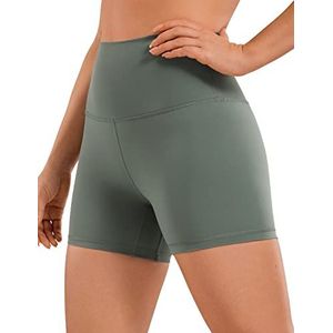 CRZ YOGA Naakt Gevoel Bikershort Voor Dames - 4 Inch Hoog Getailleerde Yogatraining Gym Running Spandex Shorts Grijze Salie XS