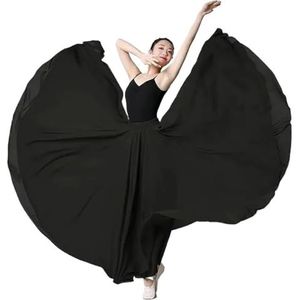 Flamencorok for vrouwen 180/360/540/720 graden volle cirkel swingrok Spaanse danskostuum Volwassen vloeiende geplooide gelaagde rok for optredens Halloweenfeest Rode krijt thema-outfit(Ferrous_720)