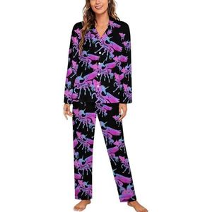 Magic Unicorn pyjama met lange mouwen voor vrouwen, klassieke nachtkleding, nachtkleding, zachte pyjamasets