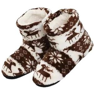 GSJNHY Slipper sokken kerst eland indoor sokken volwassen huis slippers vrouwen winter vloer schoenen schoenen warm bont dia's dames pluche slippers (kleur: koffie-36-38 25 cm)