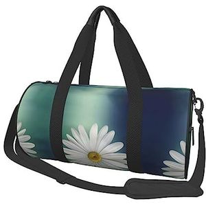 Daisy Flower Printed Ronde Duffel Bag Lichtgewicht Reizen Sporttas voor Mannen Vrouwen, Zwart, Eén maat