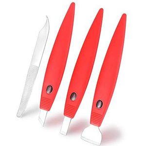 BEZOX Pedicure-scheerapparaatset - Professionele eeltscheerapparaten Voetverzorgingsset - Roestvrij staal Maïs Harde huid Dodelijke huidverwijderaar （Rood）