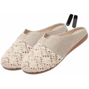 Chinese Mesh Slippers for Vrouwen Zomer Chinese Slippers Gaas Uitgeholde Vrouwelijke Slippers Met Sokken (Color : White, Size : 40 EU)