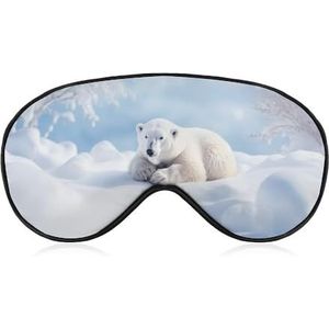 Single Polar Bear Relax on Snow Sleep Mask met verstelbare riem, comfortabel zacht oogmasker, slaaphulp, lichtblokkerende oogmaskers