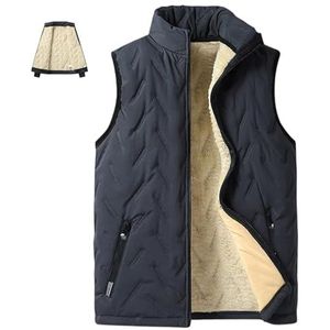 Unisex Winter Warm Casual Sleeveless Quilted Vest with Fleece Lining, Fall Winter Warm Sleeveless Zip Up Coat with Pockets (Gray,XXL)