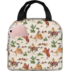 SUUNNY Cowboy Ride Horse Print Lichtgewicht Herbruikbare Geïsoleerde Lunch Tas Warmte Houden Reizen Lunch Tote Tas voor Werk