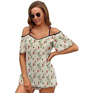 Eekhoorn Nut Paddestoel Vos Vrouwen Blouse Koude Schouder Korte Mouw Jurk Tops T-shirts Casual Tee Shirt XL