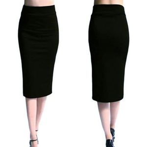 AYAZER Dames kokerrok nieuw kantoor stretch slanke midirok voor vrouwen medium kuiten geweven rok voor vrouwen XL-zwart-XL