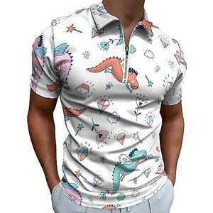 Groene Streep Klavers Polo Shirt voor Mannen Casual Rits Kraag T-shirts Golf Tops Slim Fit