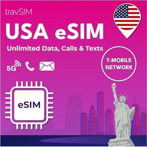 travSIM VS eSIM | T-Mobile netwerk | Onbeperkt data, bellen en sms'en in de VS | eSIM voor de VS werkt op eSIM-compatibele iOS- en Android-apparaten | VS eSIM 30 dagen