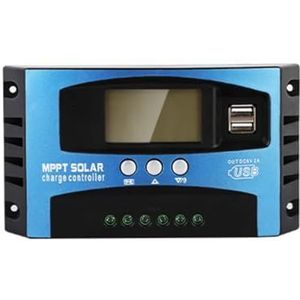 MPPT-zonnecontroller, 30A-100A MPPT Solar Laadregelaar 12 V 24 V Dual USB LCD Display Auto Batterij Panel Charger Regulator met Belasting Bescherming van zonnebatterijen(Size:60A)