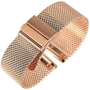 Vervangende horlogebandjes Horlogeband Zwart/Zilver/Rose Gouden 18 mm/20 mm/22 mm Horlogeband Mesh roestvrijstalen band Vouwsluiting Horloges Vervangende armband Armband (Kleur: Zilver, Maat: 20 mm) (