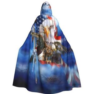 Usa Vlag Print Halloween Tovenaar Heks Hooded Robe Mantel Kerst Hoodies Cape Cosplay Voor Volwassen