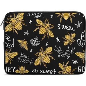 Honey Bee Queen Golden Wings Insect Laptop Sleeve Case Casual Computer Beschermhoes Slanke Tablet Draagtas Aktetas 17 inch