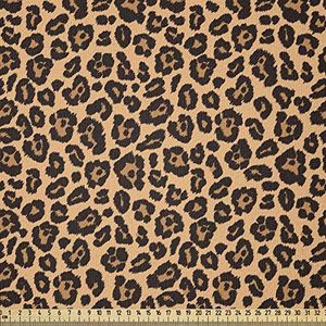 ABAKUHAUS Leopard Print Stof per strekkende meter, Oranje exotische Afrikaanse, Stretch Gebreide Stof voor Kleding Naaien en Kunstnijverheid, 1 m, Orange Black