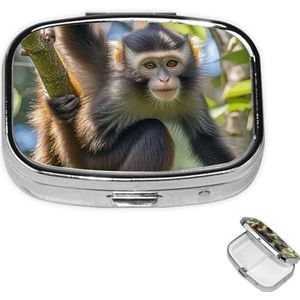 Rechthoekige pillendoos met pillendoos met 3 compartimenten om schattige aap pillendoos kleine pillenorganizer waterdicht klein pillendoosje voor op reis pillencontainers voor medicatieplanner