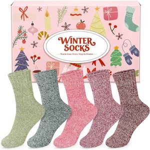 Airabc winter damessokken, warme wollen sokken, kleurrijke gebreide sokken thermische sokken sokken