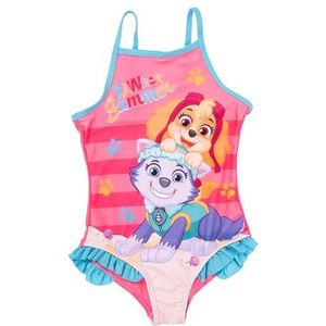Paw Patrol - Badpak - Roze/Blauw - Skye & Everest - Ruches voor Meisjes