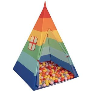 Selonis Tipi Tent Voor Kinderen Speelhuis Met 900 Ballen Indoor Outdoor Tipi, Multicolor: Transparant/Geel/Poederroze/Oranje/Rood