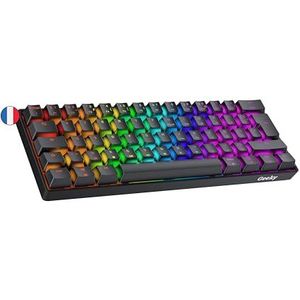 Geeky GK61 60% | Hot Swappable Mechanisch Gaming Toetsenbord | 62 Toetsen Multi Kleur RGB LED Achtergrondverlichting voor PC/Mac Gamer | ISO FR AZERTY Franse Indeling (Zwart, Mechanical Red)