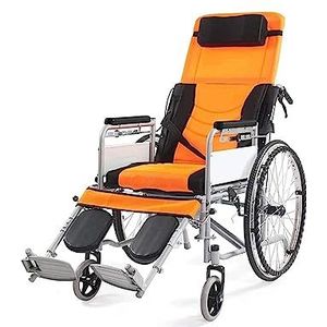 180° volledig verstelbare rolstoel, lichtgewicht aluminium frame rolstoel met hoge rugleuning voor gehandicapte ouderen, 180 kg belasting