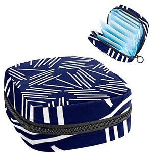 Periode Pouch Draagbare Tampon Opbergtas,Tampon Houder voor Portemonnee Vrouwelijke Product Organizer,Witte Bar, Meerkleurig, 4.7x6.6x6.6 in/12x17x17 cm