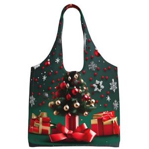 XIAOYANS Ronde bal kerstboom extra grote capaciteit schouder canvas tas voor winkelen reizen dagelijks gebruik, Zwart, Eén maat